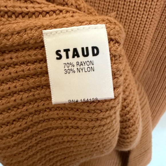 STAUD Marylebone Camel Long Sleeve Crewneck Knit Sweater Dress Size Large - Picture 6 of 11